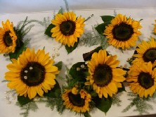 Sunflower buttonholes and corsages